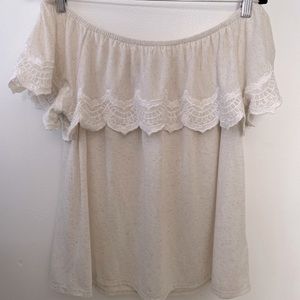 Kandra Scalloped Off the Shoulder Knit Top